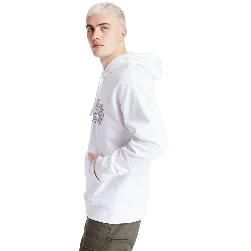 Hanorac Timberland Barbati Albi - Logo Hoodie - Romania - HZTXDF803